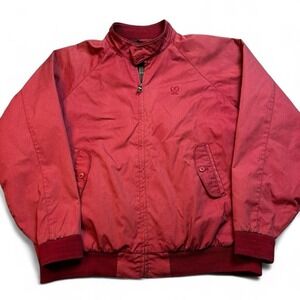 Vintage IZOD red Harrington plaid lined bomber preppy jacket size XL